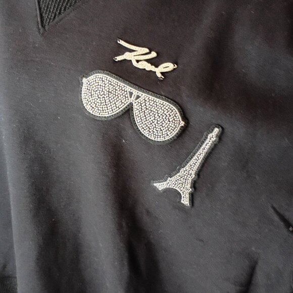 KARL  LAGERFELD  PARIS  WOMAN BLACK RHINESTONE SWEATSHIRT  Size 2X — NWT! ✨ - Picture 2 of 5